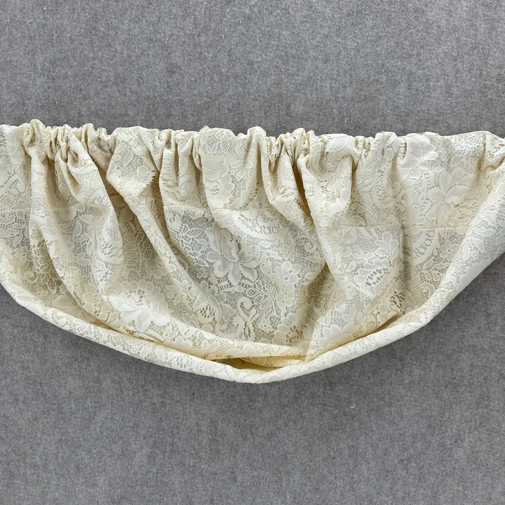 Lot of 2 Vintage Floral Lace Balloon Valances Cream Ivory Rod Pocket‎